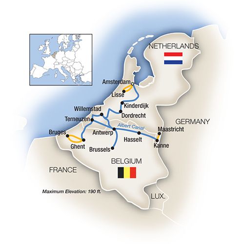 map of holland belgium in spring southbound