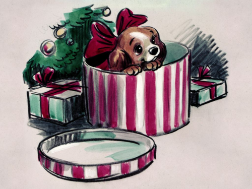 new puppy, looks like Lady...Lady and the Tramp Disney And Dreamworks, Disney Pixar, Disney World, Disney Wiki, Disney Concept Art, Disney Fan Art, Vintage Disney Art, Vintage Disney Princess, Disney Artwork