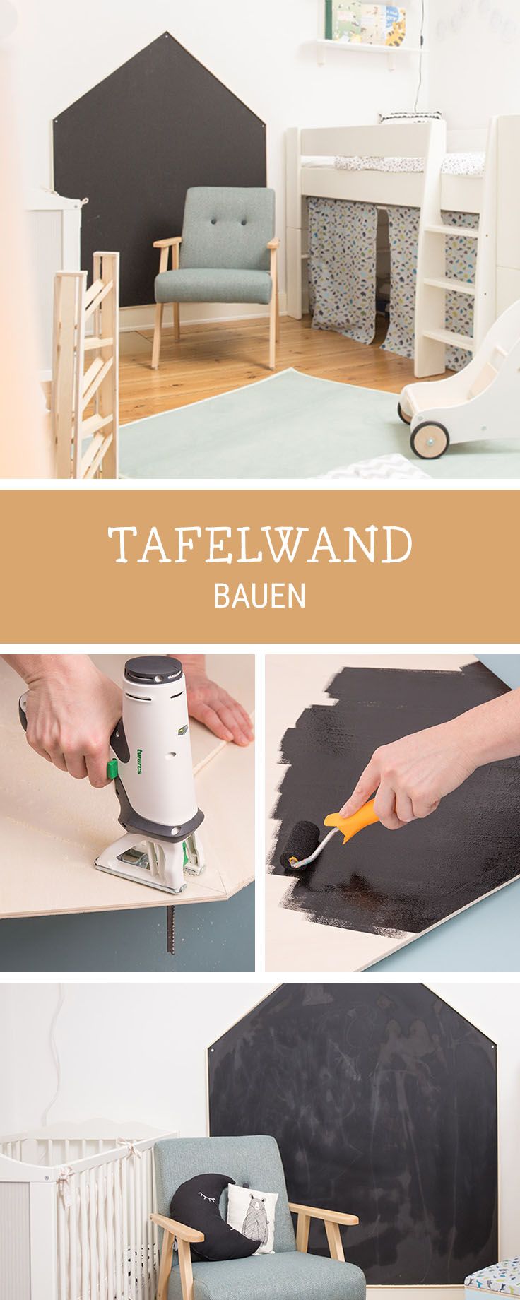 DIY fürs Kinderzimmer: Tafelwand zum Beschreiben bauen / how to build a panel wall for the nursery via DaWanda.com #nurseryideas