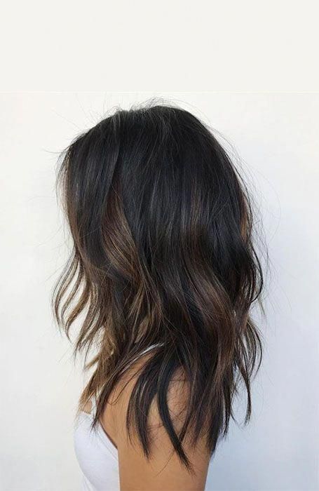 25 Sexy Black Hair With Highlights You Need To Try - The Trend Spotter #shorthairbalayage Black Hair With Highlights, Hair Color Highlights, Ombre Hair Color, Hair Color For Black Hair, Brown Hair Colors, Black Hair With Balayage, Black Brown Hair, Black Hair With Brown Highlights, Black Hair Ombre