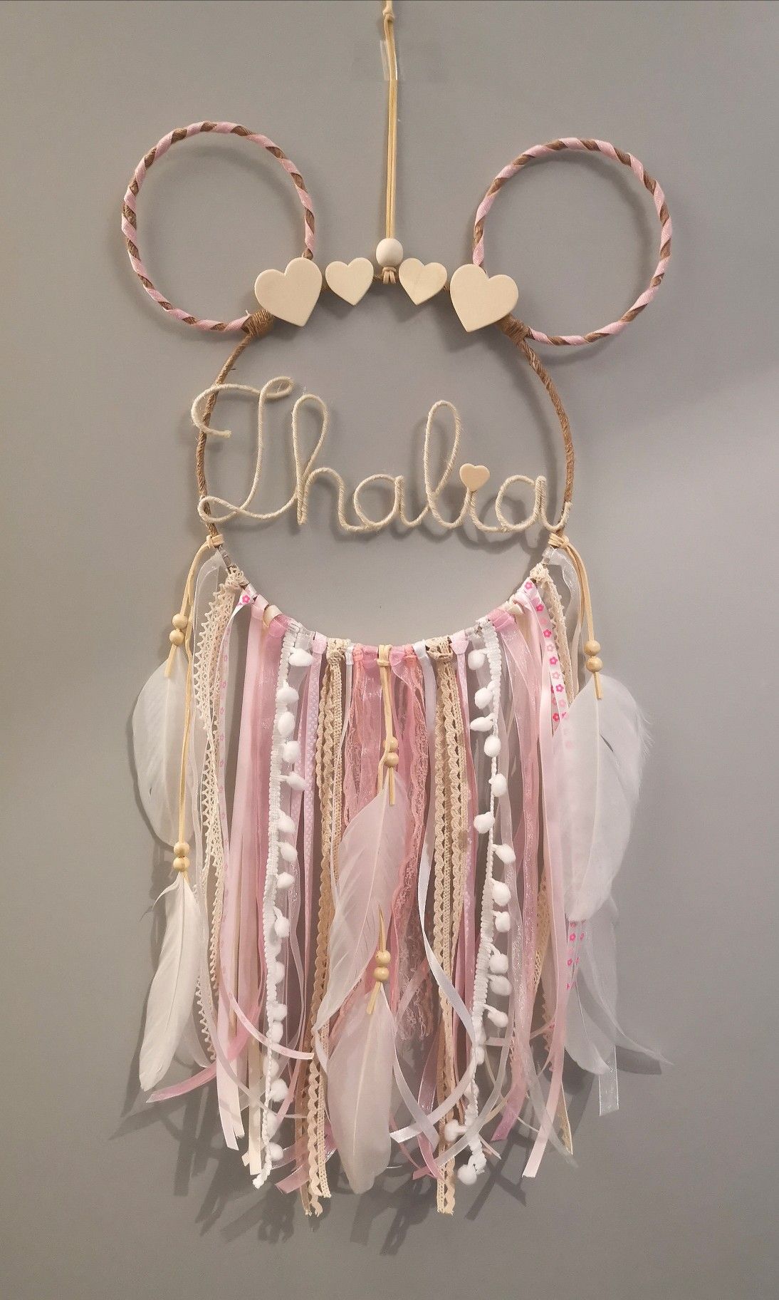 attrape reve prénom Minnie - dreamcatcher - Etsy - Bébé - enfant - décoration murale - déco
