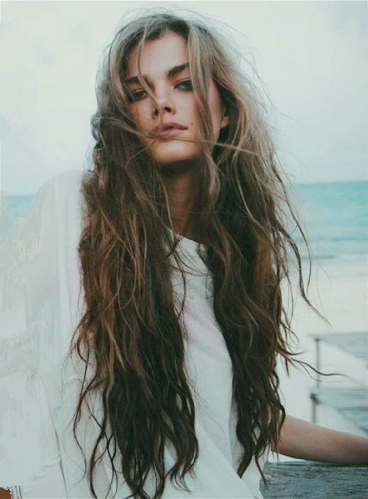Shower cute beach long hair