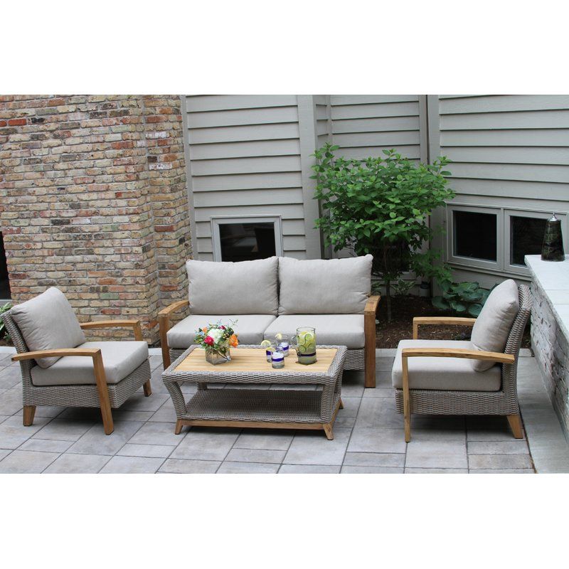 Dillard 4 Piece Rattan Sofa Seating Group With Cushions Reviews Birch Lane Wicker Patio Set Conversation Deep Dillard 4 Piece Rattan Sofa Seating, Dillards Outdoor Patio Furniture