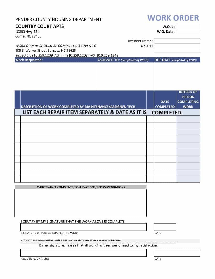 Printable Order Form Template New 40 Order Form Templates Work Order Change Order More In 2020 Invoice Template Best Templates Maintenance Jobs