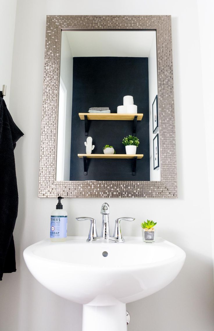 Powder Room Update #4: Modern Powder Room Makeover on a Budget - #Budget #makeover #Modern #Powder #powderrooms #room #Update #modernpowderrooms