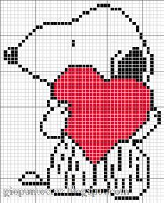 Patrones de punto de cruz de Snoopy Haz clic en los patrones de Snoopy botón derecho del ratón para imprimir. Elige el tamaño Crochet C2c, Pixel Crochet, Tapestry Crochet, Crochet Chart, Cross Stitching, Cross Stitch Embroidery, Embroidery Patterns, Hand Embroidery, Cross Stitch Heart
