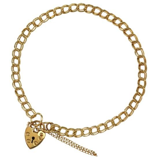 Light Double Curb Heart Padlock Charm Bracelet | Heart padlocks, Charm