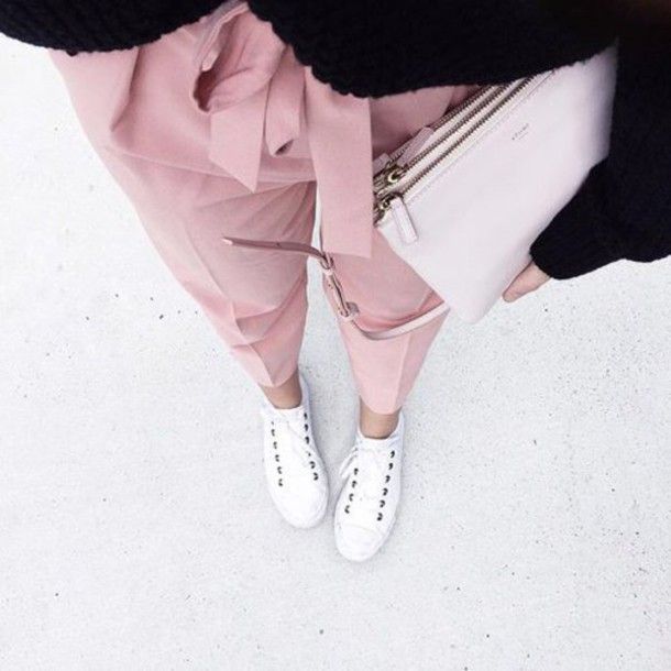 Pants: pink nude pastel pastel pink bow fashion tumblr pink style ... Pants: pink nude pastel pastel pink bow fashion tumblr pink style bag shoes black black