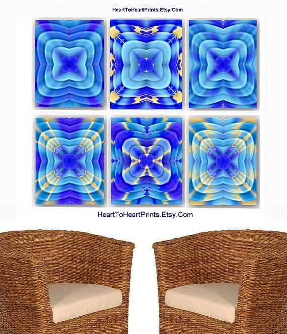 Aqua Royal Blue Wall Art Cobalt White Abstract Decor Aqua Royal Blue Wall Art Cobalt White Abstract Decor