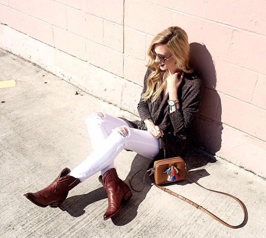 Tecovas fall boots outfit with Bourbon Penny Fall boots outfit