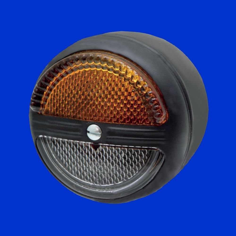 Hella Begrenzungsleuchte Metallgehäuse D 80mm Standlicht weiß u Blinker gelb