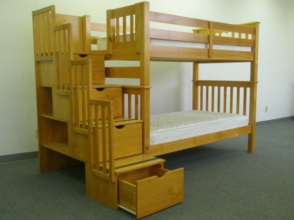 Bunk Beds Tall Twin Over Stairway Dark Cherry Bed King Bunk Beds Tall Twin Over Stairway, Bedz King Stairway Bunk Bed Twin Over Twin