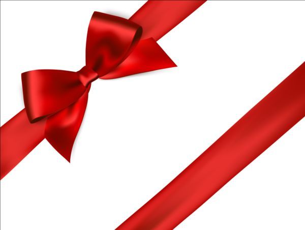 shiny red ribbon bows vector set 04