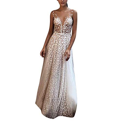 DEELIN Moda Tendenza Nobile Donne Pizzo Solido Manica Indietro Hollow V-Collo Lunga Festa Vestito Elegante