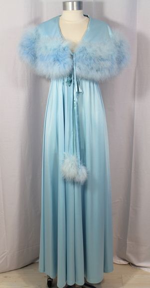 50sLong Blue Nightgown and Robe Size SVintage Belle Smith Sheer Turquoise NightgownPeignoir