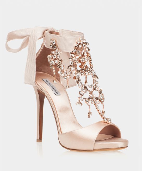 Here She Comes Bridal Rose Satin Open Toe Sandal #highsandals