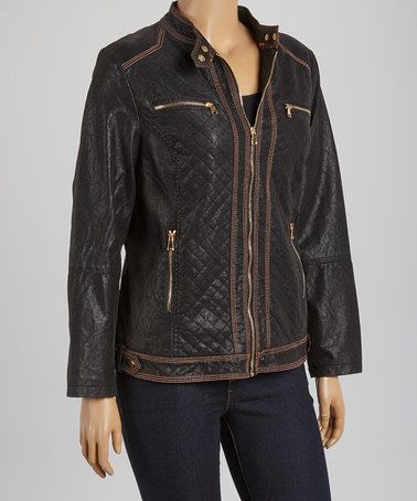 This Black & Brown Quilted Moto Jacket zulily! Black Quilted Moto Jacket