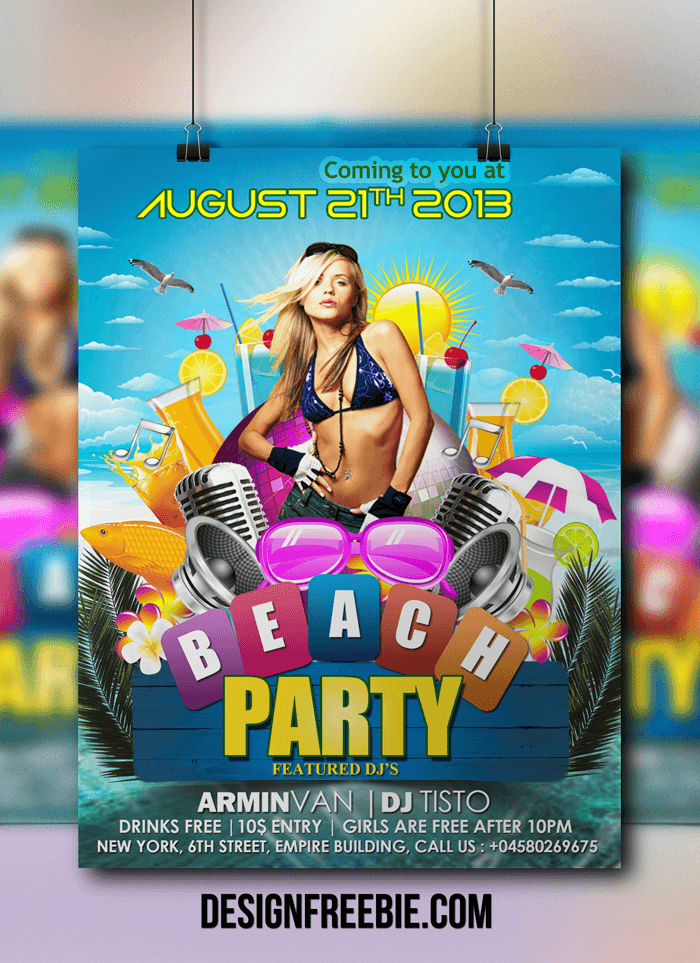 beach party flyer psd template free download flyer design free flyers for free download