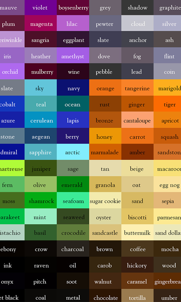 Find The Perfect Hue With This Handy Color Thesaurus Color Names colour-pallete-colour-schemes-color-combinations-color-patterns