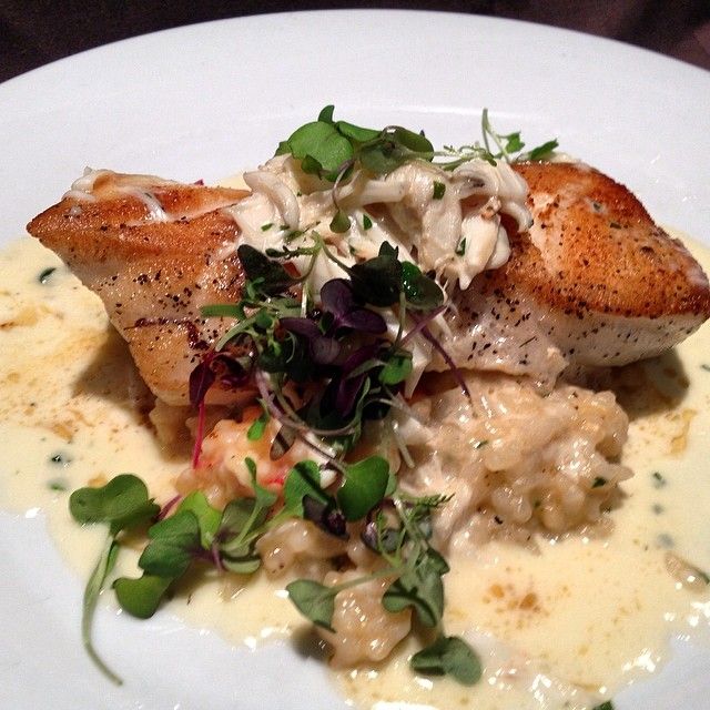 Council Oak Pan Seared Chilean Sea B With Lobster Risotto And Council Oak Pan Seared Chilean Sea B With Lobster Risotto And King Crab Nage