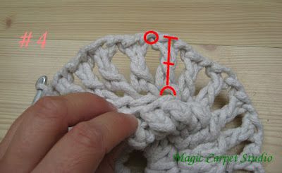 Latające dywany: Dywan na powitanie zimy - część I - okrążenia 1-18 Crochet Shawl Pattern Free, Free Pattern, Crochet Hats, Magic Carpet, Juju, 3d, Long, Crochet Round, Round Shag Rug