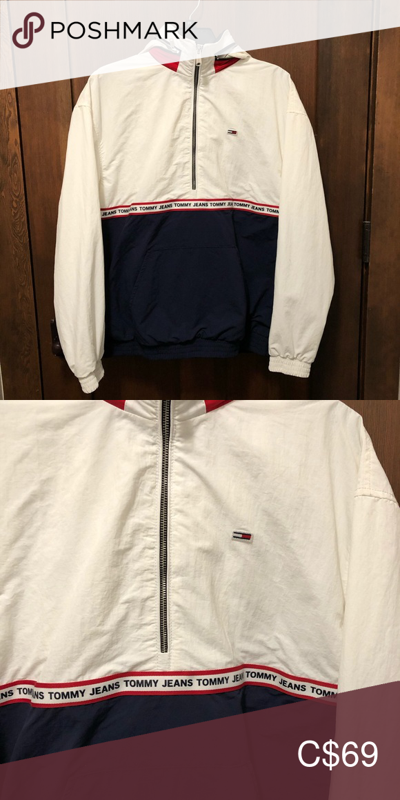 Vtg Tommy Hilfiger Reversible Hooded Jacket Coat Flag Men S Med Hip Hop Og Rare Windbreaker Jacke Jacken Outfit Ideen