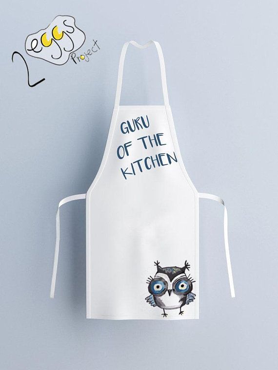 Kitchen A White Printed On Fabric With Saying Guru Of Guru Kitchen A Owl Gifts For Women Funny Quotes As Chef Gift Him Dad Cooking Men
