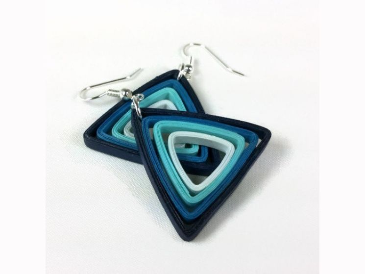 Paper Triangle Earrings Modern Quilling Jewelry