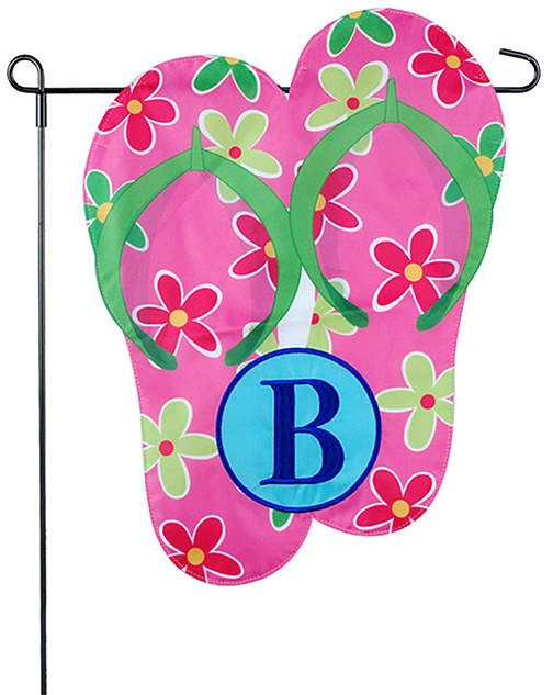 Summer Flip Flop Initial Outdoor Flag Flops Summer Flip Flop Initial Outdoor Flag, Initial Garden Flags