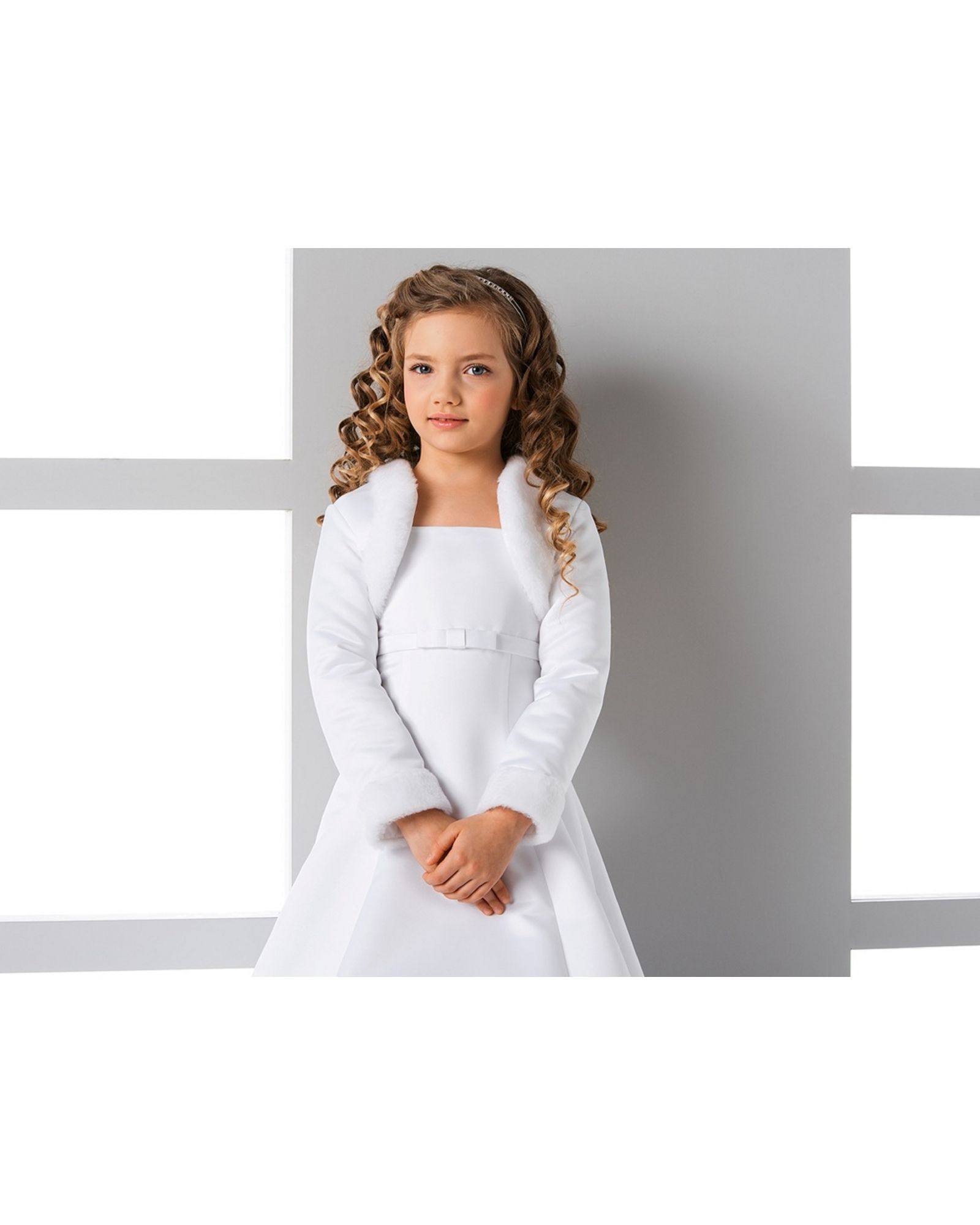 Elegant Children S Flower Girl Communion Faux Fur Bolero With