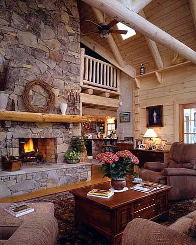 40 Stunning Log Homes Mansions Photos Home Cathedral Ceiling Of Log Home Living Are In Large With 2 Story Stone Fireplace And Loft