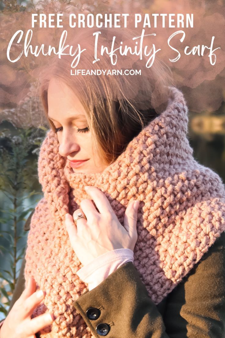 Free Crochet Chunky Infinity Scarf Pattern Crochet Infinity Scarf Free Pattern, Basic Crochet Stitches, Crochet Basics, Free Crochet Pattern, Crochet Patterns, Crochet Shawls And Wraps, Crochet Scarves, Crochet Cowls, Chunky Crochet