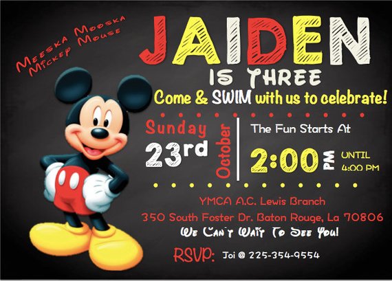 Mickey Mouse Themed Birthday Party Invitation Products Birthday