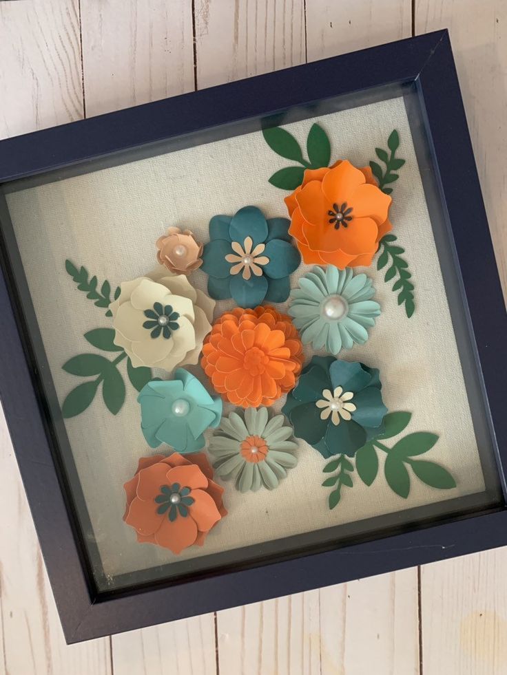 Shadow Boxes Paper Flowers, Paper Flowers, Nursing Decor, shower favors, wedding favors, shadow boxe
