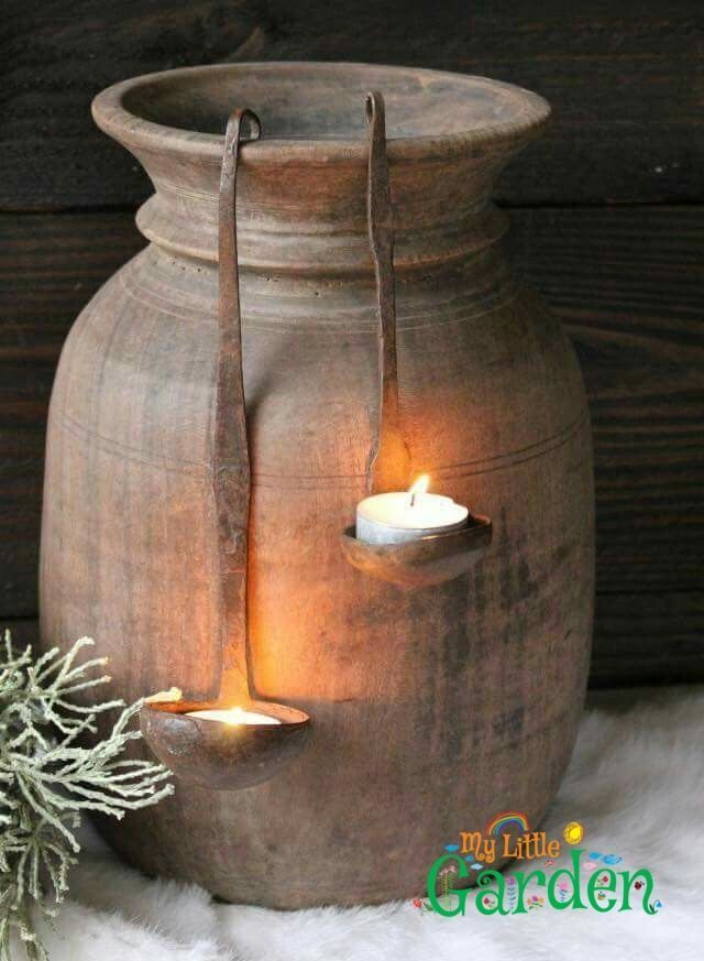 #DIY #Herbst Dekoration 2019 Ich liebe die alten Schöpfkellen, um Kerzen zu hal...
