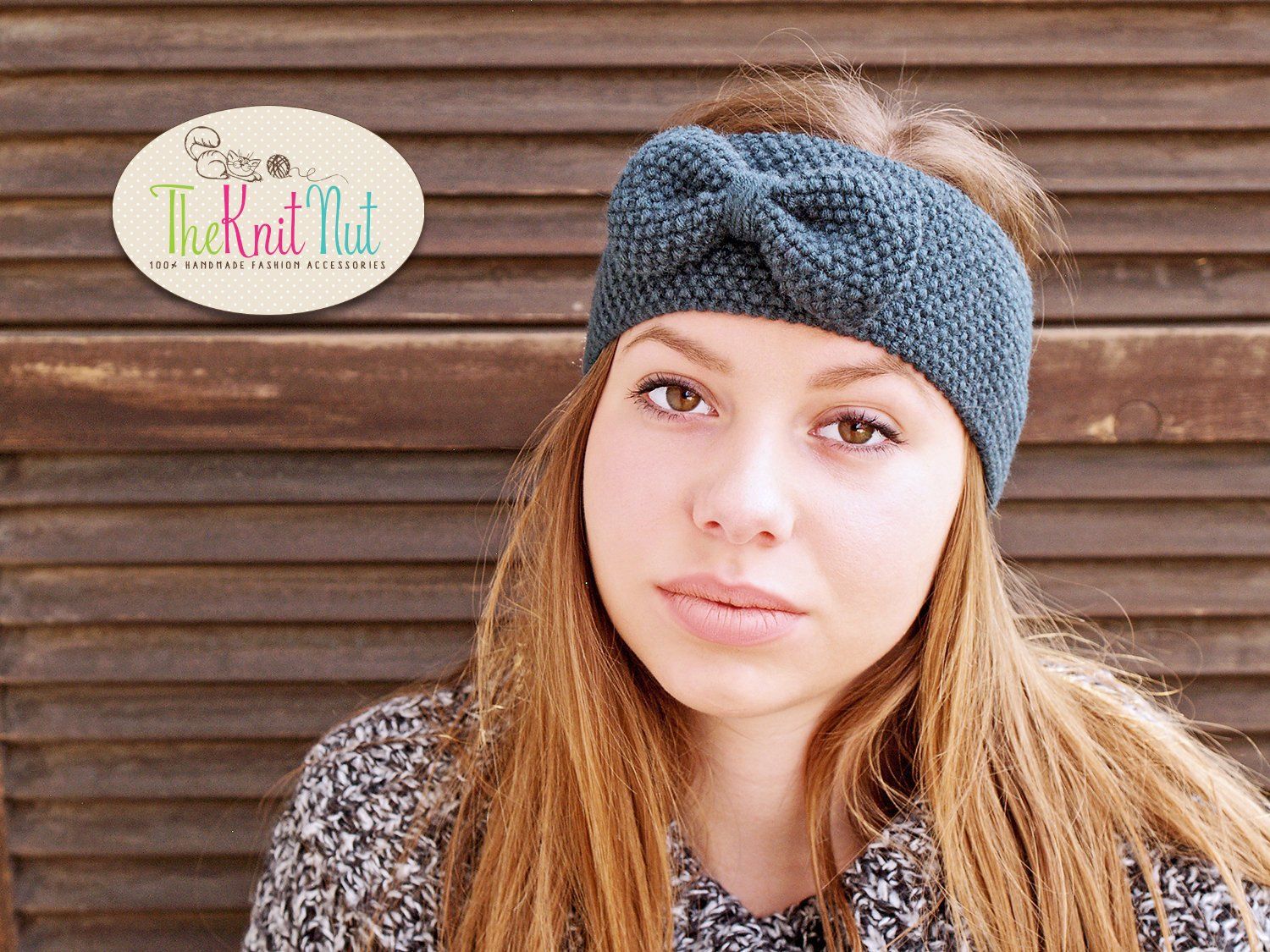 Light Blue Sparkle Head Warmer Women Ear Warmer Hand Knit Headband Chunky Headband Hand Knit Head Warmer Women Head Warmer