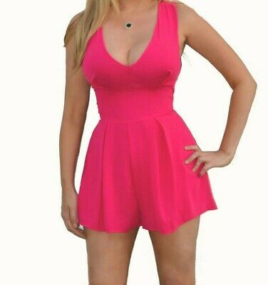 Sexy Barbie Pink Lined Back Zip Tie Back Romper Shorts Jumpsuit New Glam Party | eBay Party Rompers, Pink Rompers, Glam Party, Zip Ties, Short Jumpsuit, Barbie Pink, Tie Backs, Clubwear, Travel Size Products