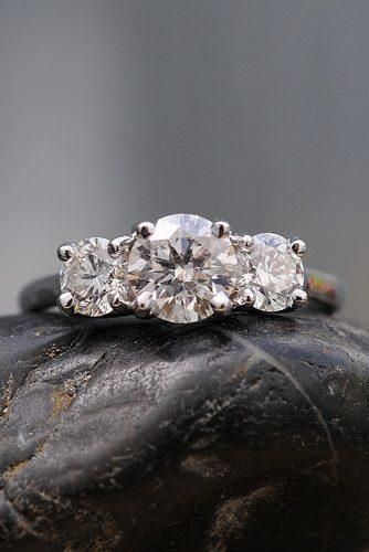 Three Stone Engagement Rings You Will Want ❤︎ Wedding planning ideas & inspiration. Wedding dresses, decor, and lots more. #weddingideas #wedding #bridal Diamond Cluster Engagement Ring, Classic Engagement Rings, Three Stone Engagement Rings, Rose Gold Engagement Ring, Engagement Ring Settings, Moissanite Engagement Ring, Diamond Wedding Bands, Trilogy Engagement Ring, Three Stone Diamond Ring