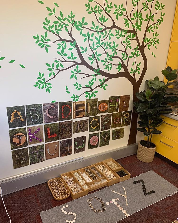 The was a popular addition to our tree wall. The children loved this uppercase nature alphabet and as soon as they saw it started singing… Reggio Emilia Classroom, Reggio Inspired Classrooms, Reggio Classroom, New Classroom, Kindergarten Classroom, Classroom Decor, Reggio Emilia Preschool, Preschool Literacy, Montessori Activities