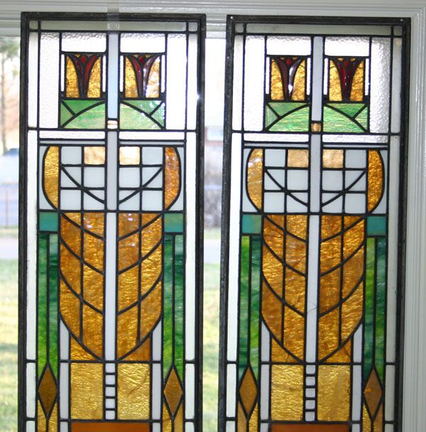Pair Arts And Crafts Prairie Style Leaded Stained Gl Windows Pair Arts And Crafts Prairie Style Leaded Stained Gl Windows
