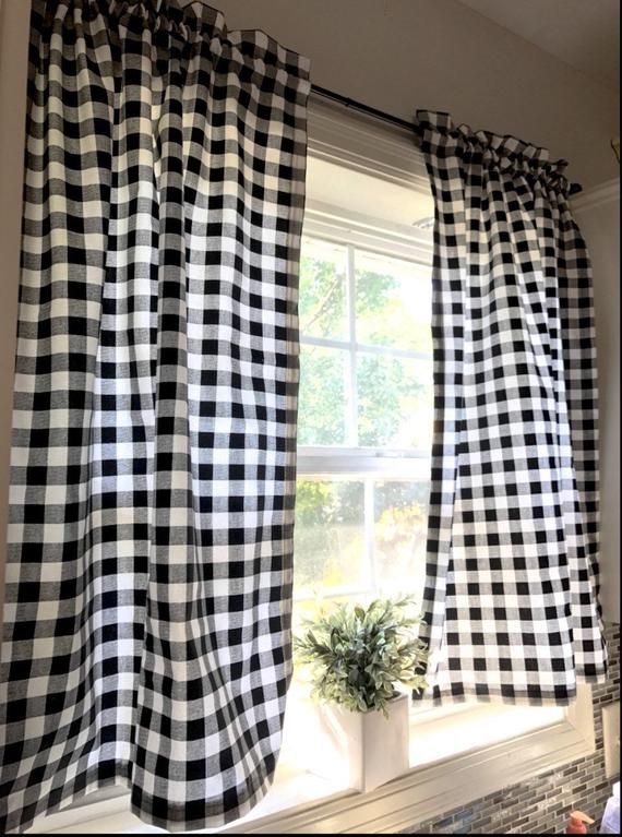 Plaid Curtains, Cafe Curtains, Custom Curtains, Color Swatch, Color Samples, Farmhouse Decor, Rustic Decor, Buffalo Plaid, Curtain Rods