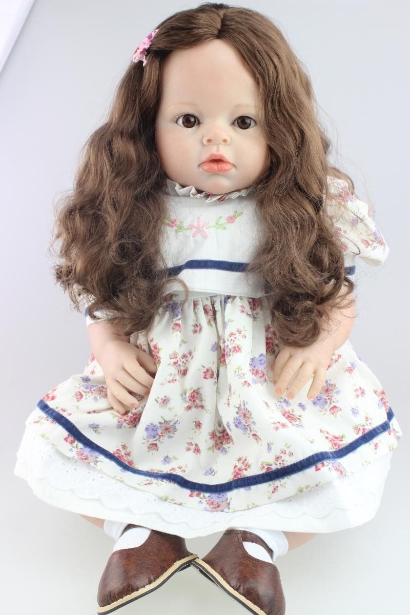 Soft Silicone Realistic Toddlers Girl Reborn Baby Dolls 28/" Long Hair Child Toys