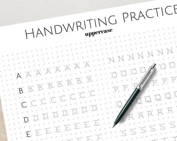 print handwriting practice sheets 5mm dot grid for bullet etsy
