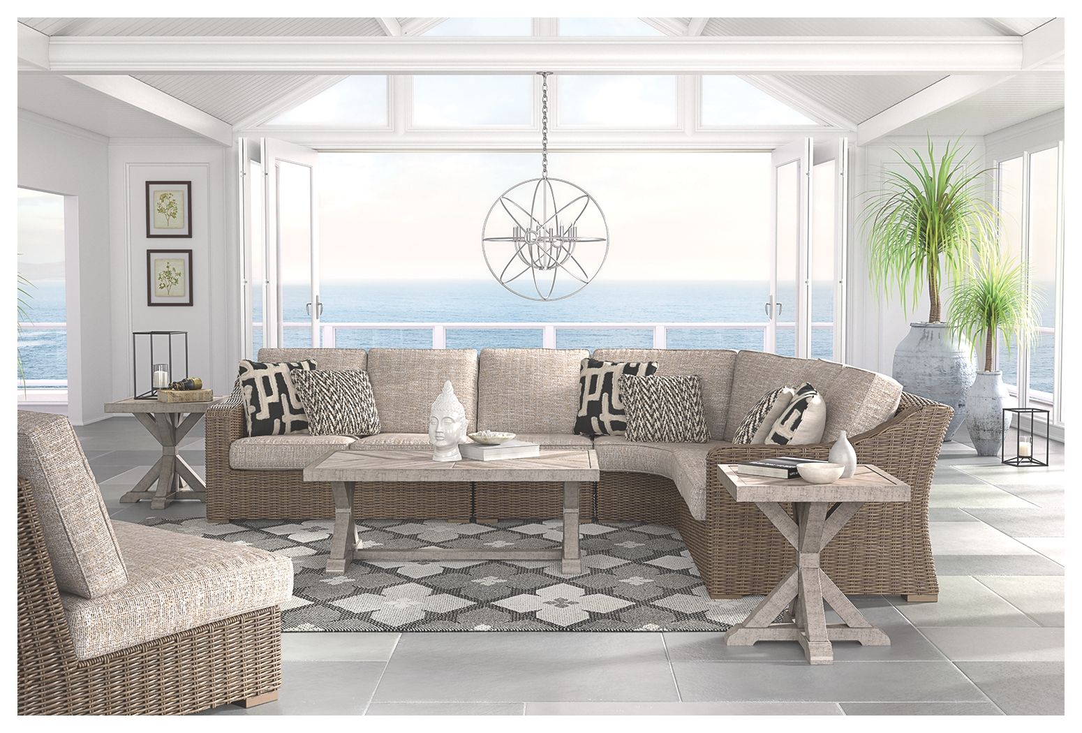 Beachcroft Armless Chair with Cushion, Beige | Outdoor ... Beachcroft Armless Chair with Cushion, Beige | Outdoor ... on Beachcroft Beige Outdoor Living Room Set id=67456