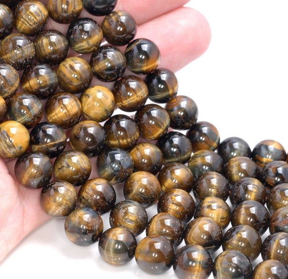 10MM BLUE TIGER EYE GEMSTONE GRADE AB ROUND LOOSE BEADS 7.5/"