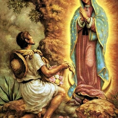 Virgen de Guadalupe y Juan Diego del pintor mexicano Jesús Enrique de la Helguera. Blessed Mother Mary, Blessed Virgin Mary, Catholic Art, Religious Art, Catholic News, Catholic Online, Catholic Company, Catholic Books, Catholic Prayers