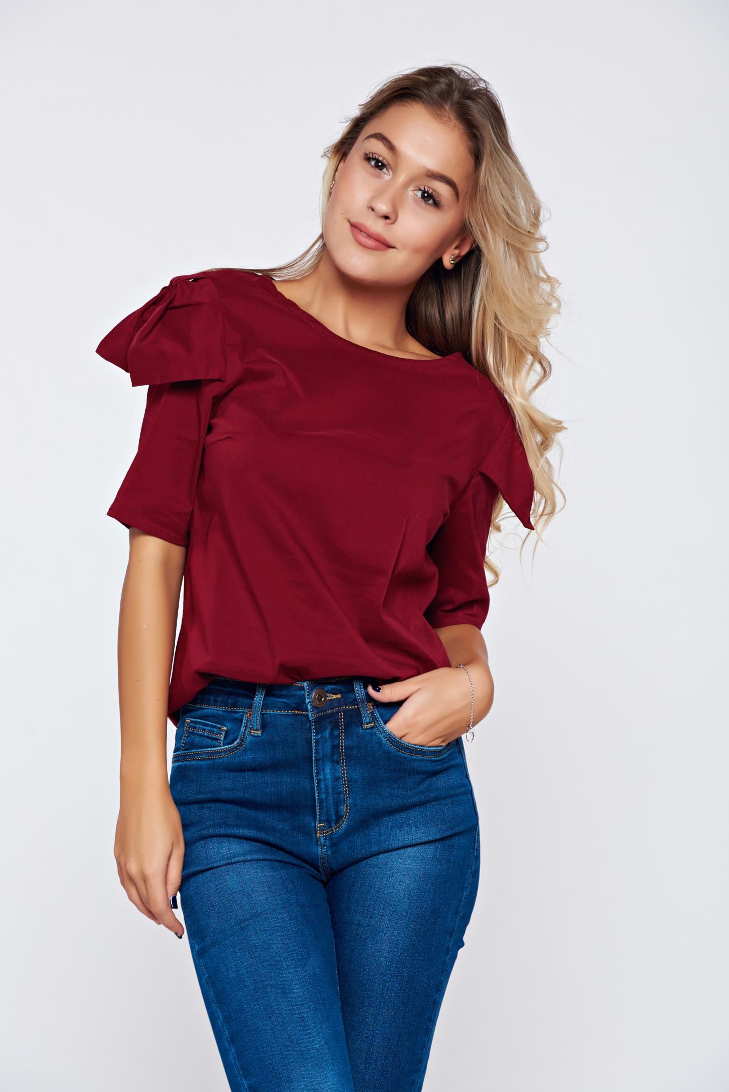 Comanda online, Bluza dama PrettyGirl visinie office din stofa cu maneca scurta. Articole masurate, calitate garantata! Fashionable Outfits, Fashion Outfits, Ruffled, Ruffle Blouse, Women's Top, Collection, Tops, Fashion Clothes, Fashion Suits