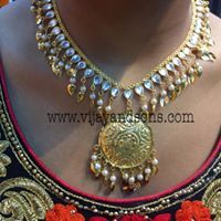 Beautiful Peeplepati necklace platted on Gold Buy online #Peeplepati #Kundan necklace by #Vijay and sons. You can order online by clicking Vijay and Sons link given below. #Fresh and #Evergreen high quality metal used for designing this necklace. You must look #gorgeous and adorable by wearing this necklace with any Traditional outfit. For more quries please contact us: Phone No.: 9888848871 American Diamond Jewellery, Diamond Jewelry, Diamond Necklace, Pearl Necklace, Order Online, Buy Online, Choker Necklace Online, Jhumar, Kundan