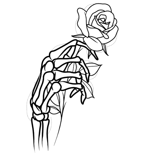 Skellyrose Tattoo - Semi-Permanent Tattoos by inkbox™ - Inkbox™ Tattoo Outline Drawing, Tatoo Art, Tattoo Design Drawings, Outline Drawings, Line Art Drawings, Tattoo Sketches, Drawing Sketches, Tattoo Designs, Fake Tattoos