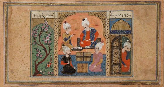 the vizier buzurghmihr showing the game of chess to king khusraw the vizier buzurghmihr showing the game of chess to king khusraw anushirwan page from a manuscript of the shahnama book of kings turkey turkish